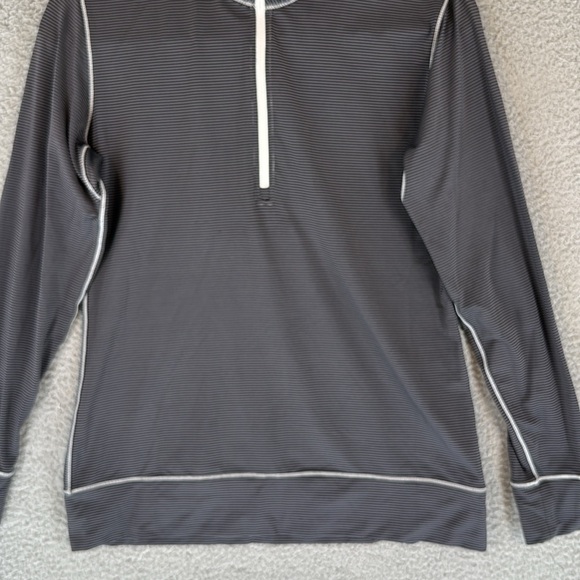 Foot Joy mens small Black and White striped Quarter-Zip Gold Pullover - Picture 3 of 15